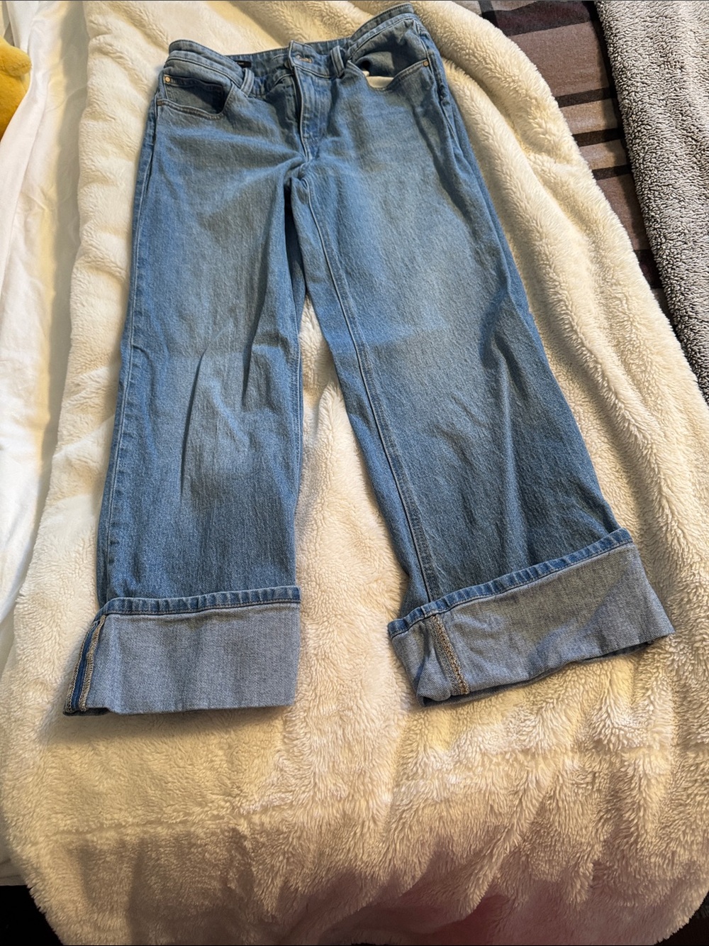 Talbots Light Blue Wide-Leg Cuffed Jeans